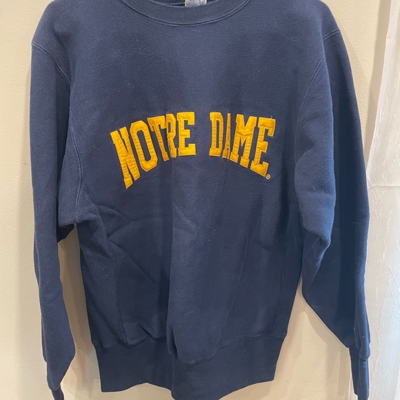 Notre Dame Champion Navy Reverse Weave Sweatshirt - Picture 1 of 4